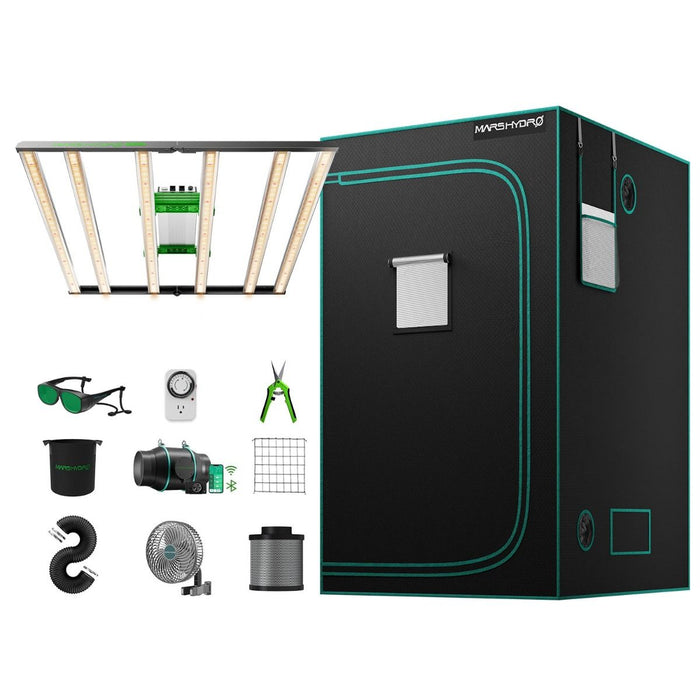 Mars Hydro FC-E4800 & 4'x4' Complete Grow Tent Kit + 6” iFresh Full Fa — LED Grow Lights Depot