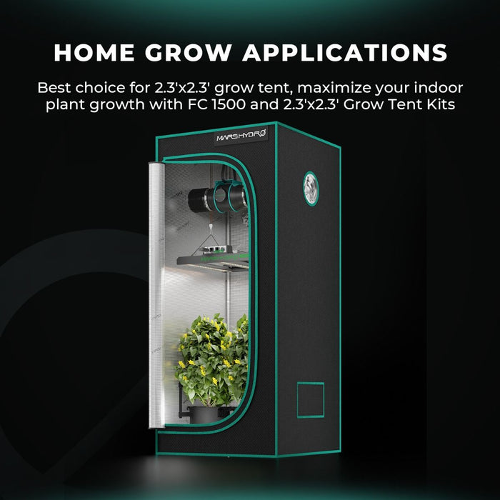 mars hydro tent kit Mars Hydro FC 1500 + 2'x2' Complete Indoor Grow Tent Kit + 4” iFresh F — LED Grow Lights Depot