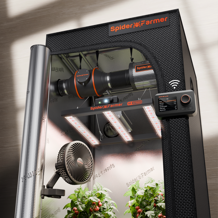 spider farmer tent Spider Farmer G1500 Smart Grow Tent Kit | 150W Full Spectrum LED | 4″ Ventilation System | 6” Clip Fan | 2.3’x2.3’x5.2′ Grow Tent