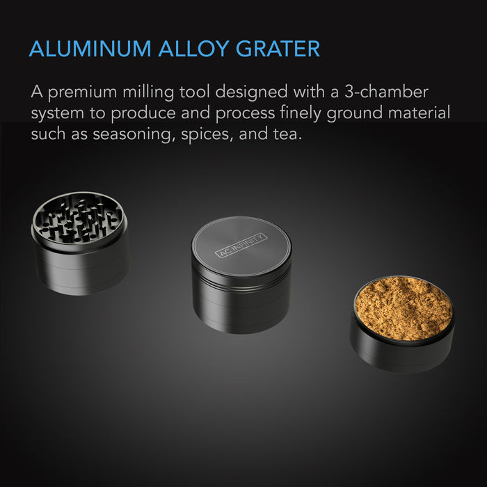 AC Infinity 3-Chamber Spice Grinder | Black | 2"  - LED Grow Lights Depot