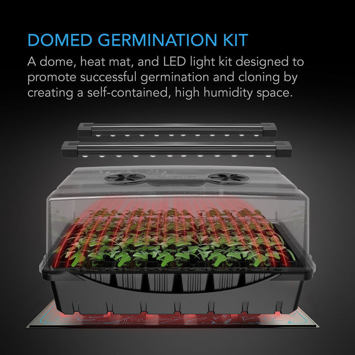 AC Infinity Humidity Dome | Germination Kit w/ Seedling Heat Mat and LED Grow Light Bars | 6x12 Cell Tray  - LED Grow Lights Depot