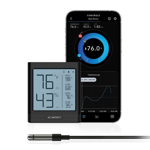 AC Infinity Cloudcom B1 | Smart Thermo-Hygrometer with Data App | 12' Sensor Probe  - LED Grow Lights Depot