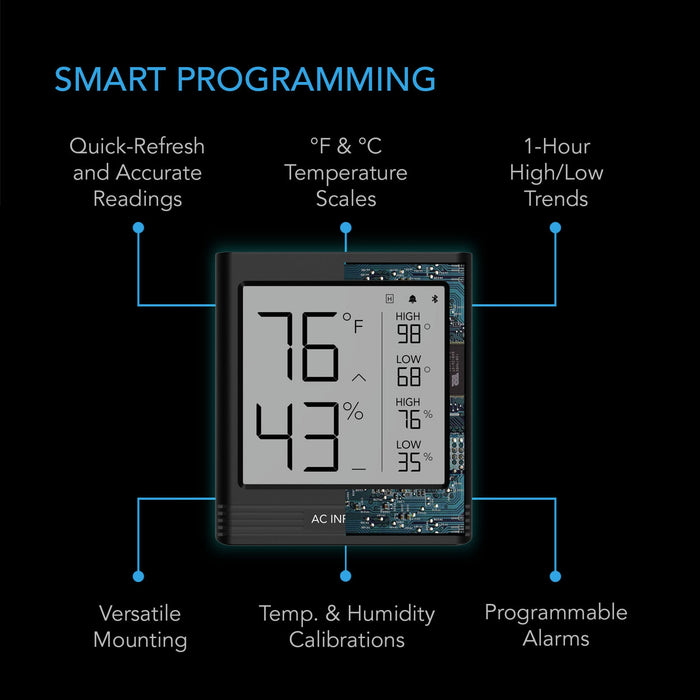 AC Infinity Cloudcom B2 | Smart Thermo-Hygrometer with Data App | Integrated Sensor Probe  - LED Grow Lights Depot