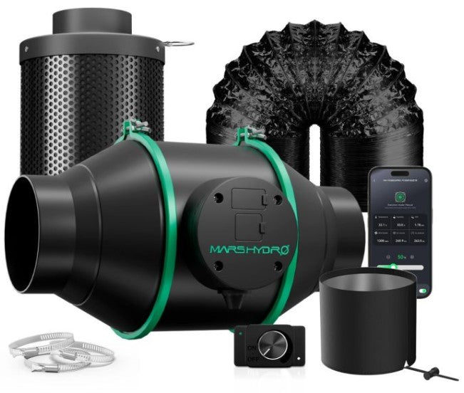 Mars Hydro 4" Inline Duct Fan/Carbon Filter Combo - LED Grow Lights Depot