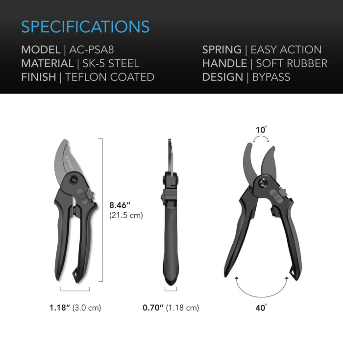 AC Infinity Stainless Steel Pruning Shear | 8