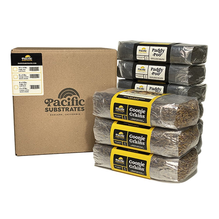 Pacific Substrates Mushroom Substrate Mixed Case | 8 Paddy Poo & 4 Goonie Grain  - LED Grow Lights Depot