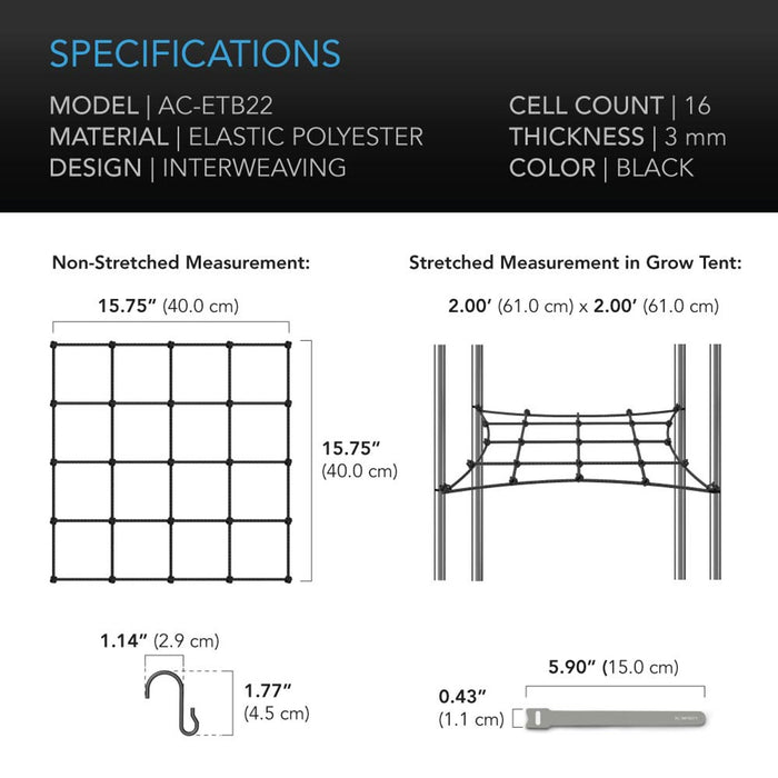 grow tent trellis netting AC Infinity Grow Tent Trellis Netting | Flexible Elastic Cord