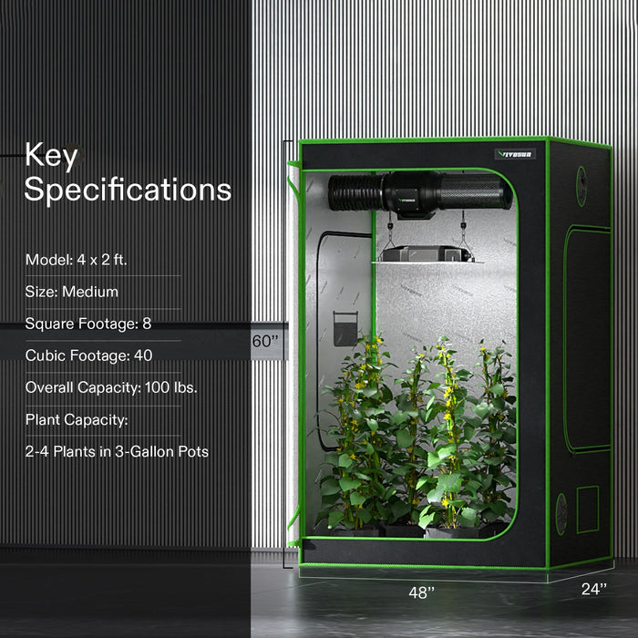 VIVOSUN GIY 3 x 3 ft. Smart Grow Kit with AeroLight 100W, AeroZesh 4'' Air Filtration Kit, 36'' x 36'' x72''  - LED Grow Lights Depot