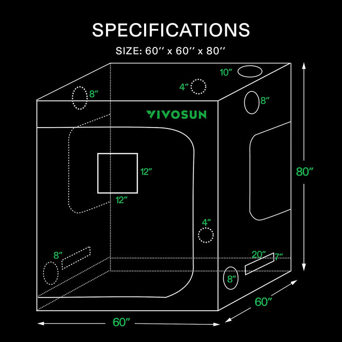 VIVOSUN G558 Upgraded 5x5 Mylar Grow Tent with 22mm Poles  - LED Grow Lights Depot