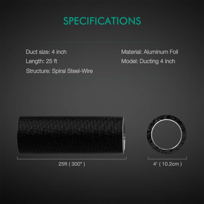 Mars Hydro 4" Flexible Ventilation Ducting - 25 Feet  - LED Grow Lights Depot