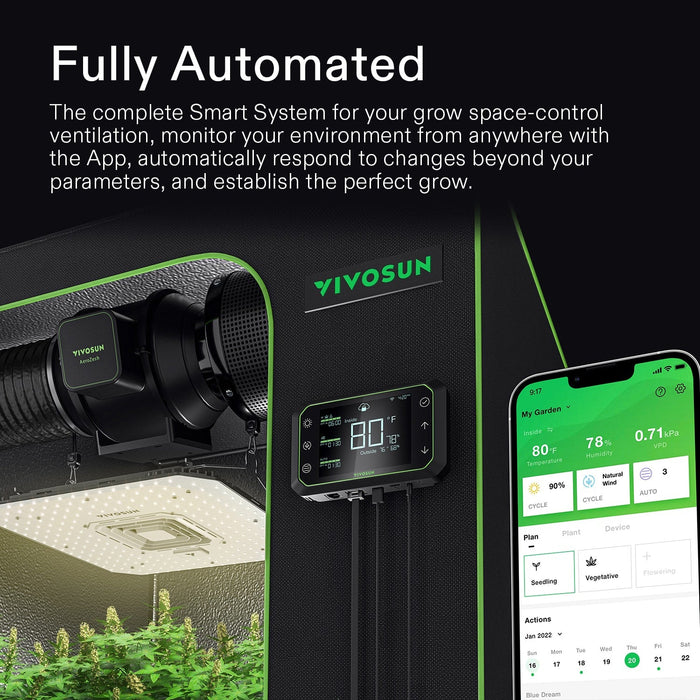 VIVOSUN Smart Grow System with AeroLight 100W LED Grow Light, 6-inch AeroZesh Inline Fan, GrowHub Controller & VIVOSUN App  - LED Grow Lights Depot