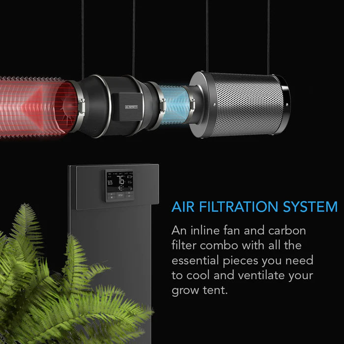 FOX 10 Inch In-Line Fan Carbon Filter Odor Control Kit With Ducting