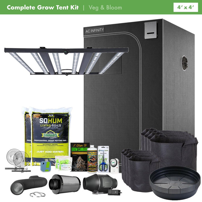 Grower's Choice ROI-E680S + Happy Hydro AC Infinity 4' x 4' Complete Grow Kit  - LED Grow Lights Depot