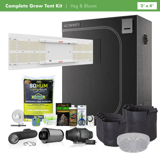 HLG 350R + Happy Hydro AC Infinity 2' x 4' Complete Grow Kit  - LED Grow Lights Depot