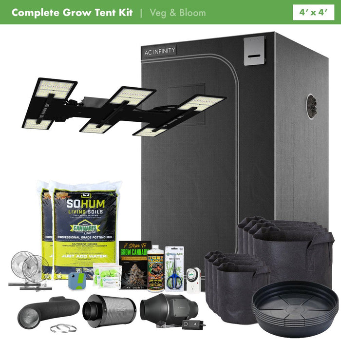HLG BlackBird + Happy Hydro AC Infinity 4' x 4' Complete Grow Kit  - LED Grow Lights Depot