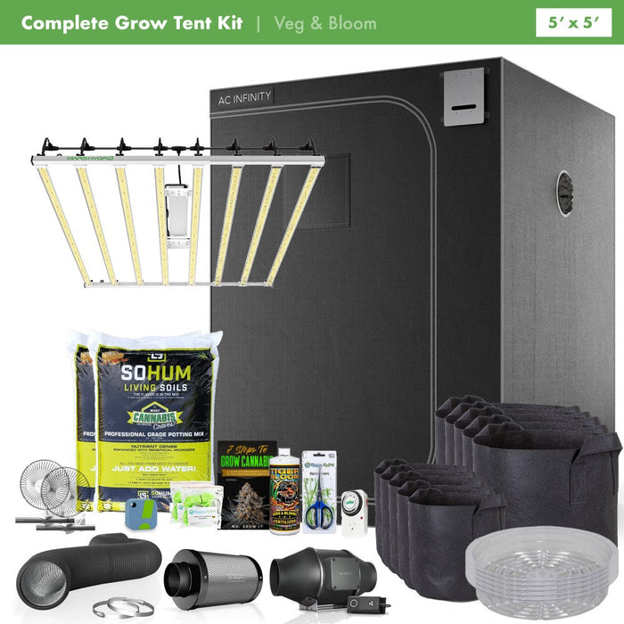 Mars Hydro FC-E 8000 + Happy Hydro AC Infinity 5' x 5' Complete Grow Kit  - LED Grow Lights Depot