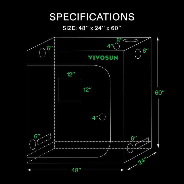 VIVOSUN G425 Upgraded 4x2 Mylar Grow Tent with 19mm Poles  - LED Grow Lights Depot