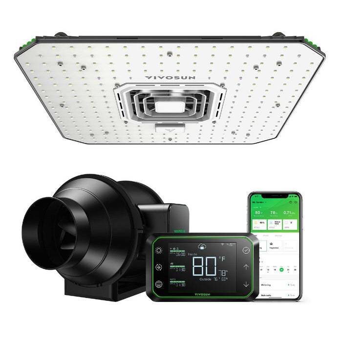 VIVOSUN Smart Grow System with AeroLight 100W LED Grow Light, 6-inch AeroZesh Inline Fan, GrowHub Controller & VIVOSUN App  - LED Grow Lights Depot