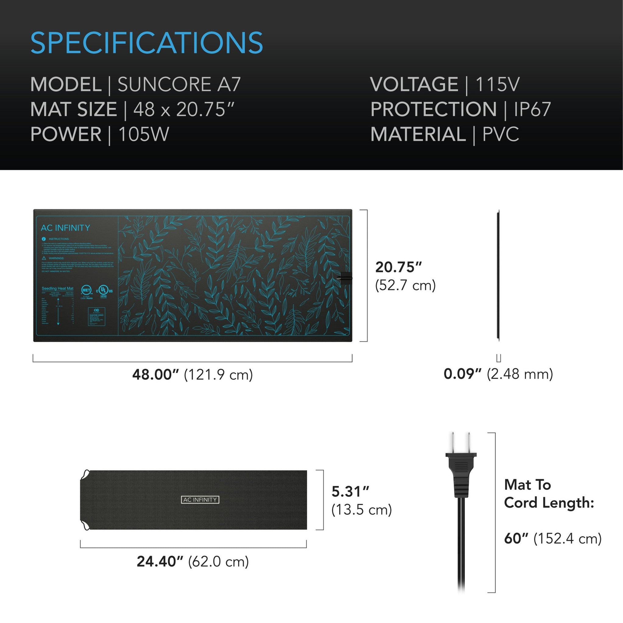 Infinity A7 AC Infinity Suncore A7 | Seedling Heat Mat | 48