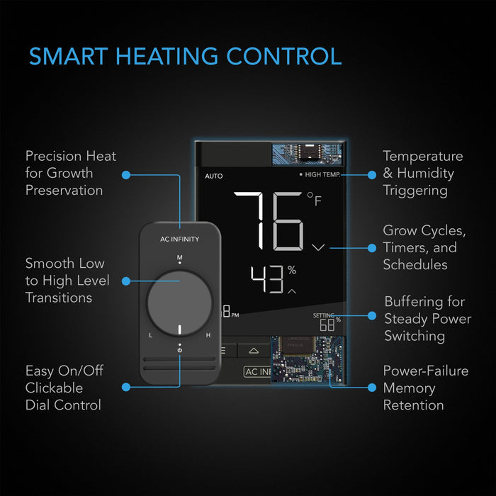 AC Infinity Suncore T3 | Seedling Heat Mat with Digital Thermostat Heat Controller | 10" x 20.75"  - LED Grow Lights Depot