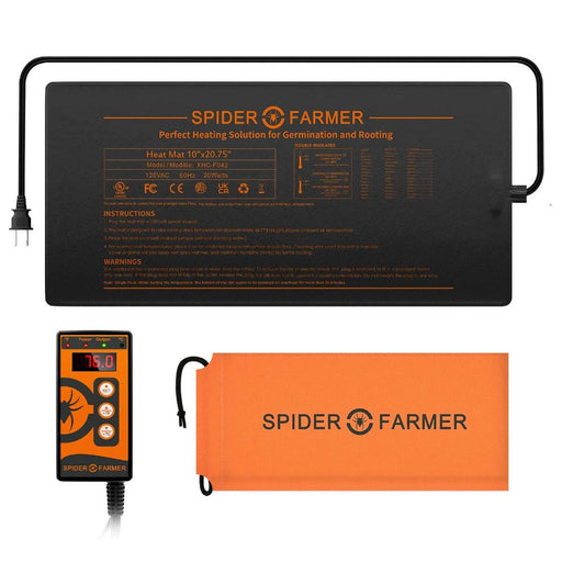 Spider Farmer® 10” x 20.75” Seedling Heat Mat & Controller Set  - LED Grow Lights Depot