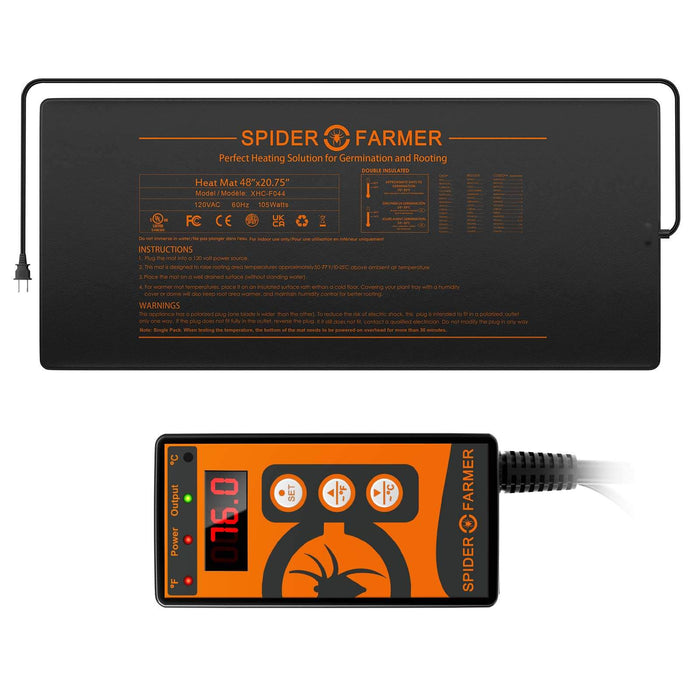 Spider Farmer® 48” x 20.75” Seedling Heat Mat & Controller Set  - LED Grow Lights Depot