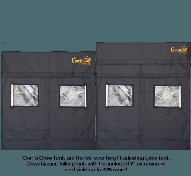 Gorilla Grow Tent Shorty 5′ x 5′ x 4′ 11″ (w/ ext. 5′ 8″) - LED Grow Lights Depot