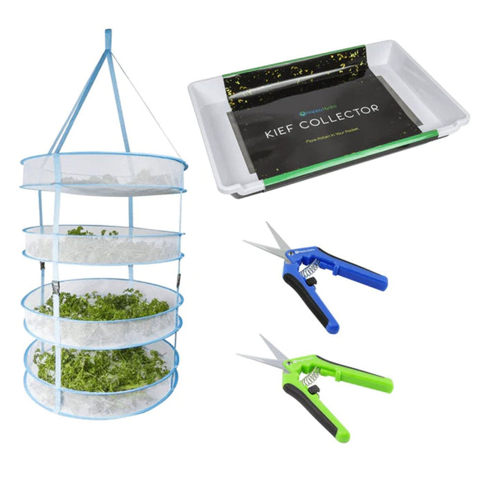 Happy Hydro | Trimming & Drying Kit | 4-Tier Drying Rack Bundle | Trimming Scissors  - LED Grow Lights Depot